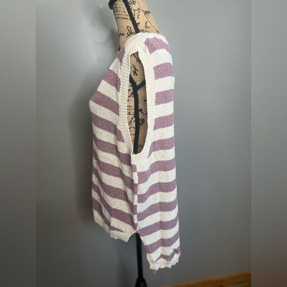 POL high low open knit sleeveless sweater V neck oversized patriotic beach vacay - Picture 8 of 8